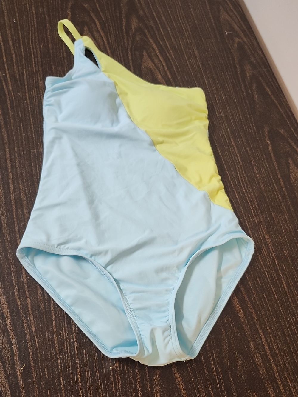 Lands End one shoulder Size 8 swimsuit Colorblock One Piece - Picture 2 of 8